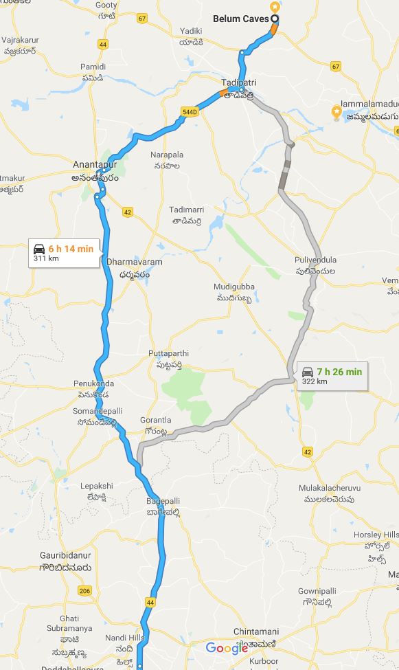 Belum caves to Bangalore
